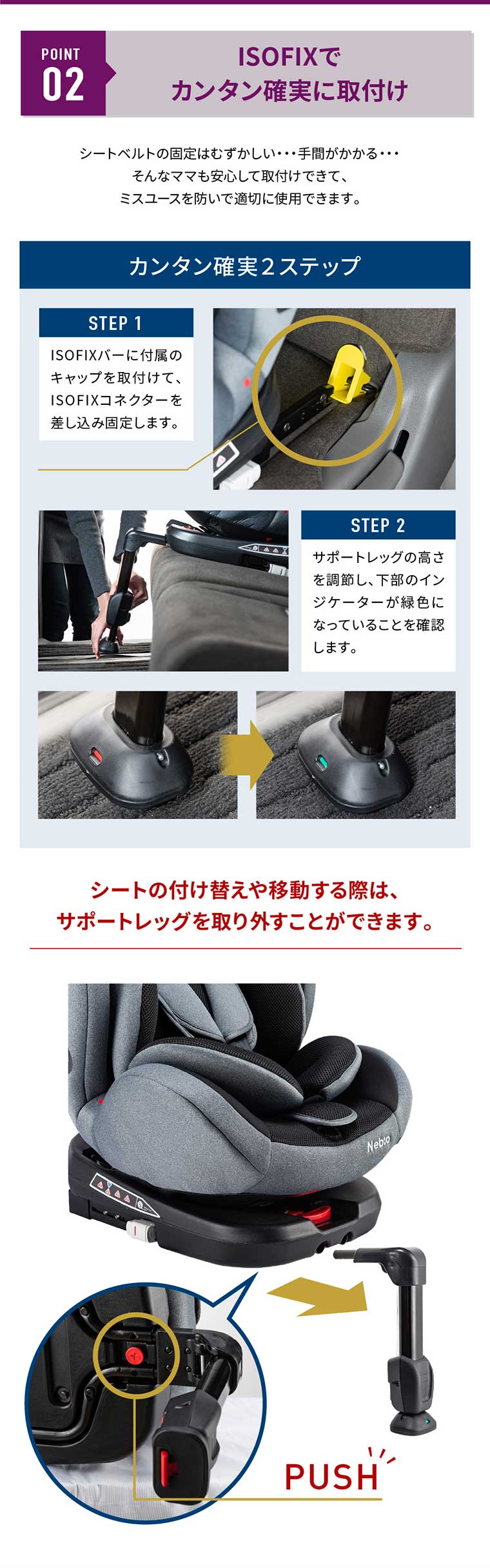 ターンピット 360度回転式 ISOFIX ロングユース【ネビオ(Nebio